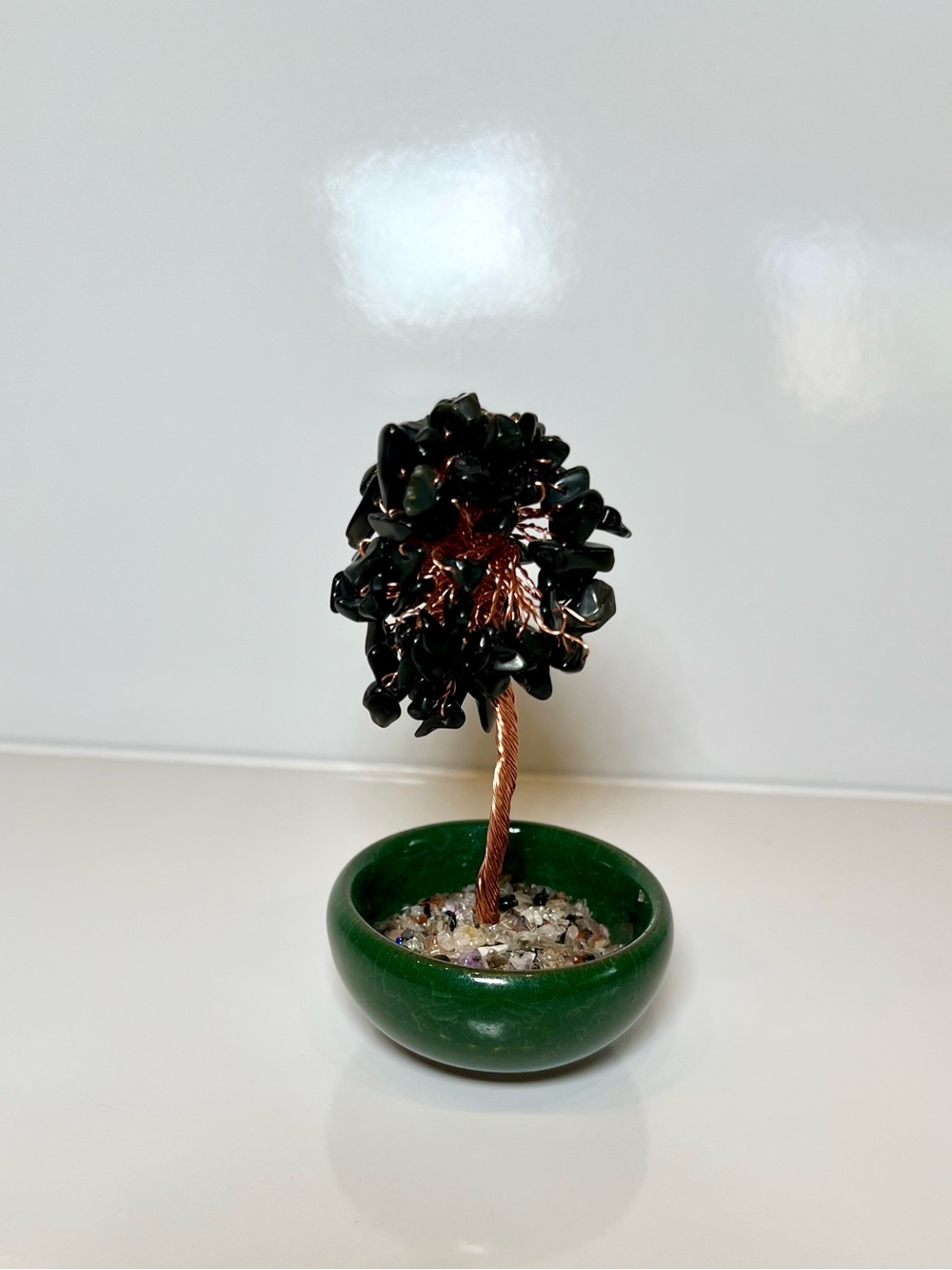 Black Obsidian Trees Money Tree Healing Crystal Stone Feng Shui Decor